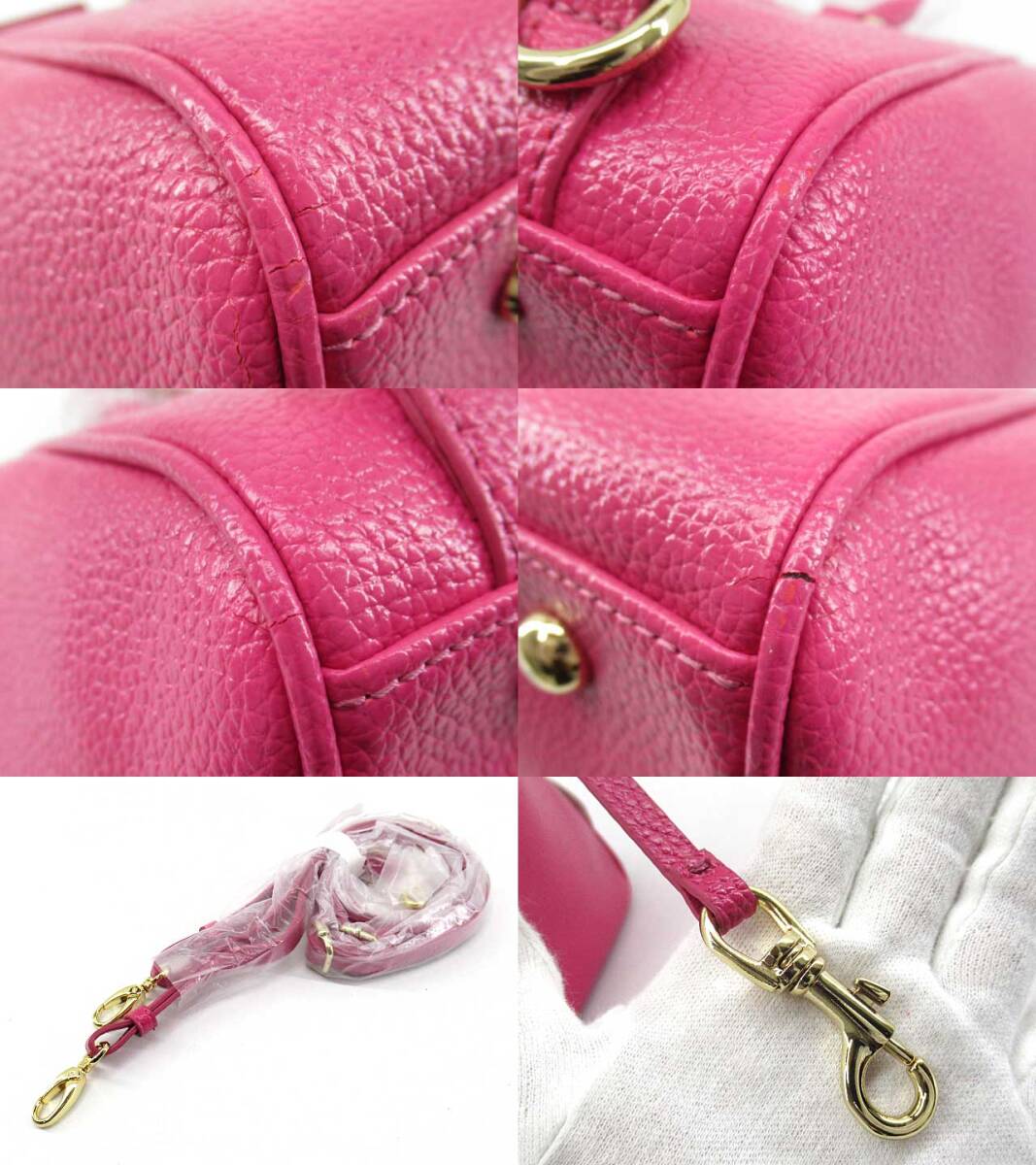 n51258-ap ジャンク▼Samantha Thavasa サマンサタバサ 1520175931 ハンドバッグ ショルダーバッグ レザー マゼンタ [144-250928]_画像10