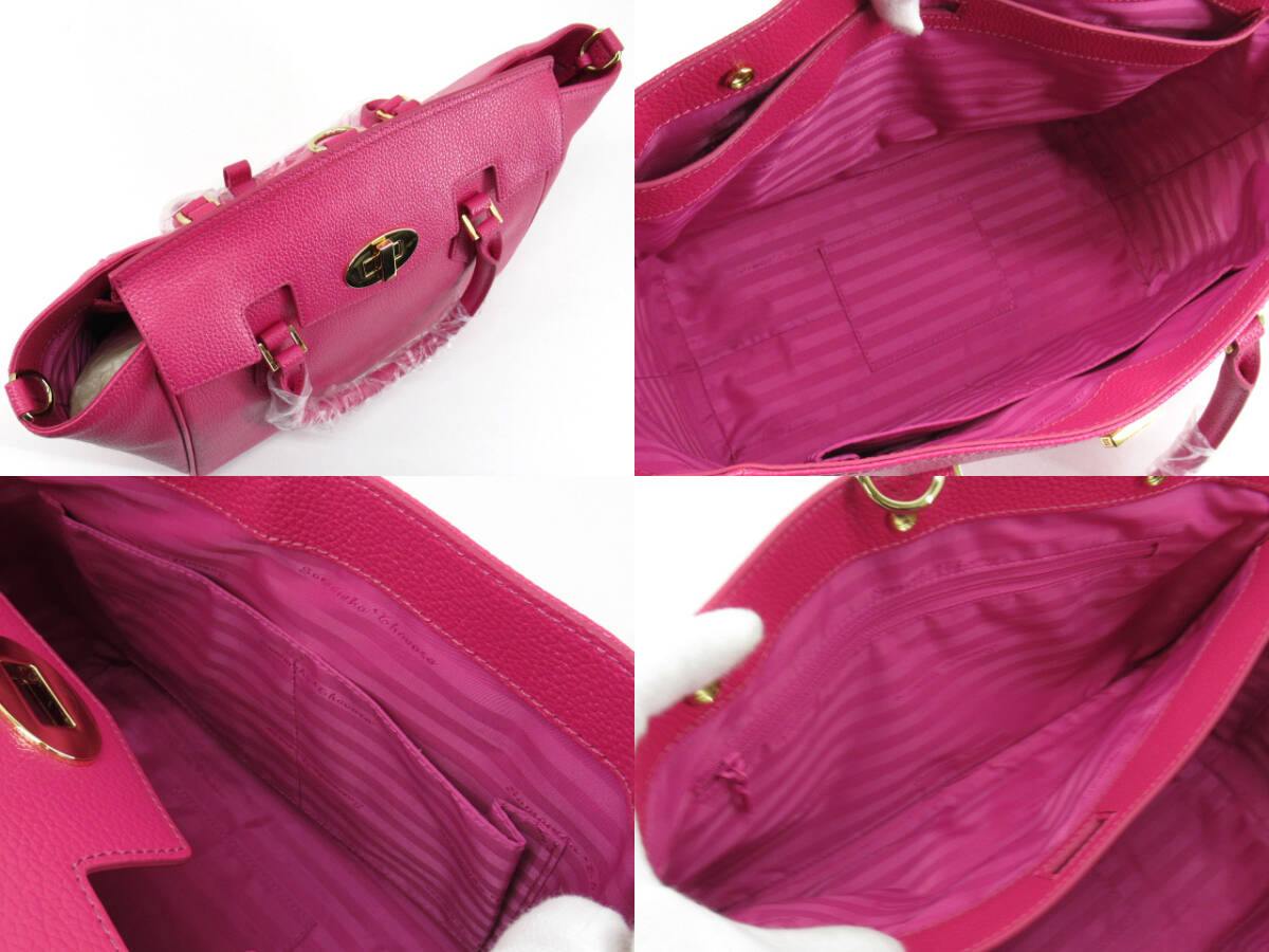 n51258-ap ジャンク▼Samantha Thavasa サマンサタバサ 1520175931 ハンドバッグ ショルダーバッグ レザー マゼンタ [144-250928]_画像5