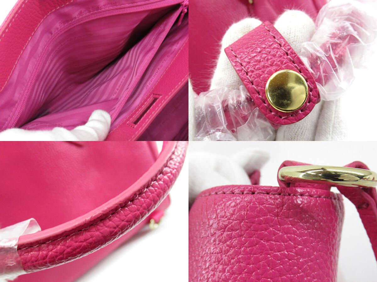 n51258-ap ジャンク▼Samantha Thavasa サマンサタバサ 1520175931 ハンドバッグ ショルダーバッグ レザー マゼンタ [144-250928]_画像6