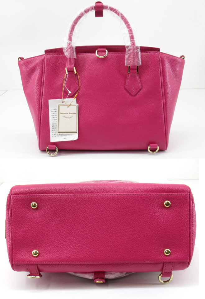 n51258-ap ジャンク▼Samantha Thavasa サマンサタバサ 1520175931 ハンドバッグ ショルダーバッグ レザー マゼンタ [144-250928]_画像3