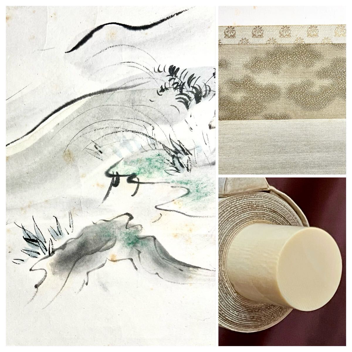 【真作】【S8】森村宜永 稲門「舟遊図」紙本 肉筆 合箱 大和絵 人物画 風景画 絵画 掛軸 明治-昭和時代の日本画家 愛知の人 師: 松岡映丘_画像6