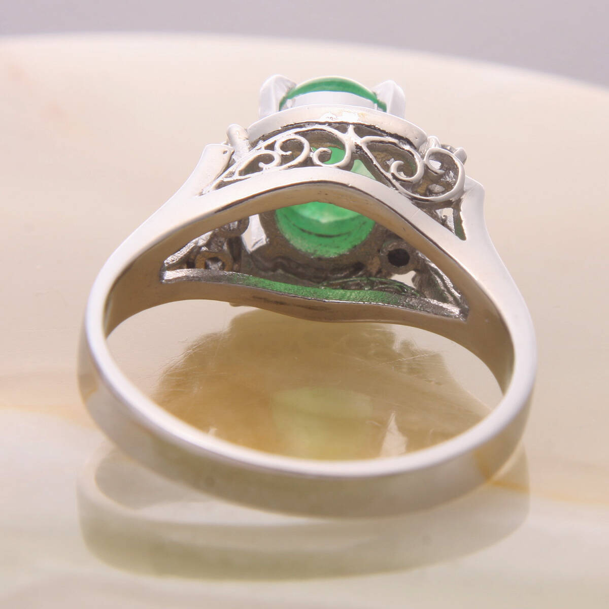 ke1121◆磨き済 Pt900リング 天然翡翠/ダイヤモンド ソーティング付 9号_画像6