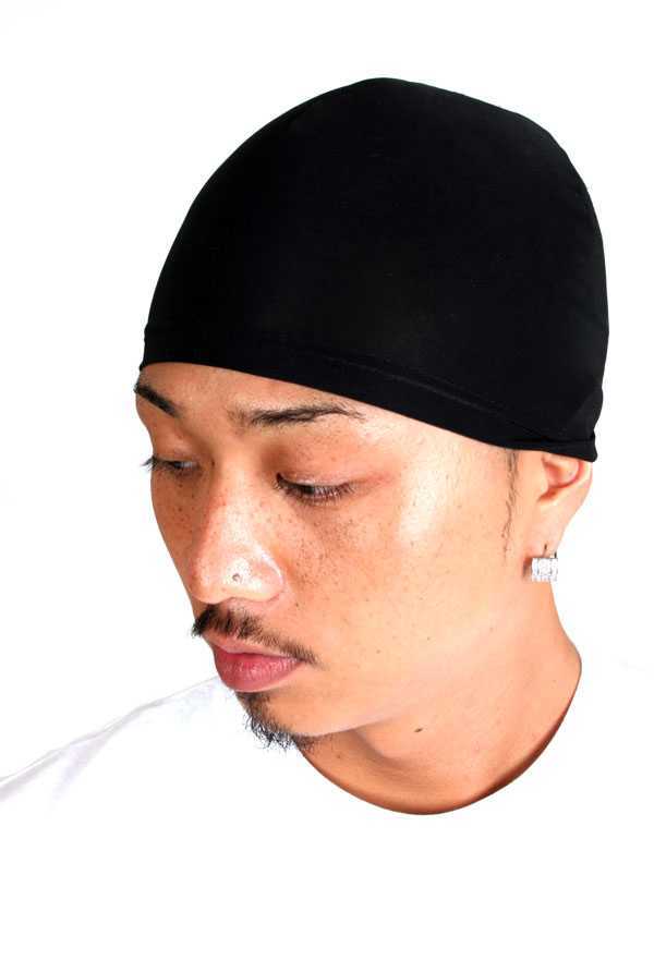 SPANDEX CAP スパンデックス キャップ ブラック 黒 バンダナ まとめ売り 伸縮 海賊 スカルキャップ スカル ビーニー ドゥーラグ DU-RAG USA_画像1