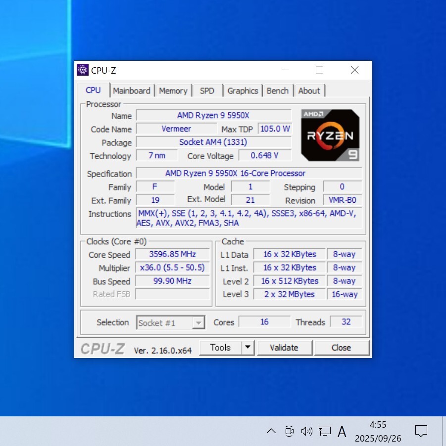 CPU AMD RYZEN9 5950X 3.4GHz 16コア32スレッド Socket AM4 PCパーツ 動(dòng)作確認(rèn)済み