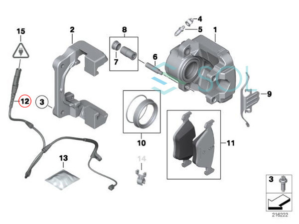 BMW E70 F15 X5 E71 F16 X6 フロント ブレーキパッドセンサー 35iX 40eX 34356792567 出荷締切18時_画像2