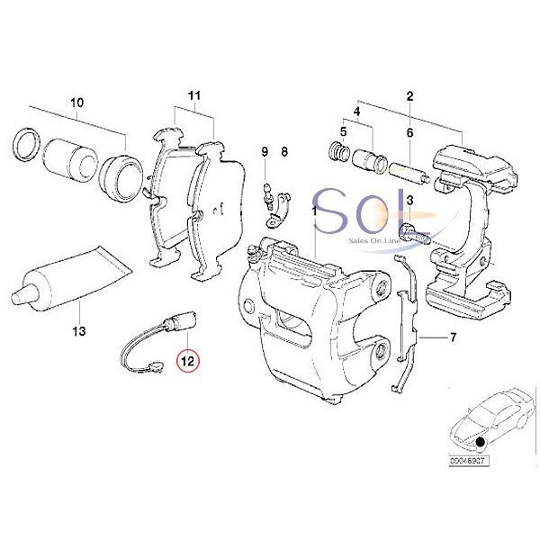 BMW E46 E85 Z4 フロント ブレーキパッドセンサー 318i 320i 323i 325i 328i 2.2i 2.5i 3.0i 34351164371 出荷締切18時_画像2