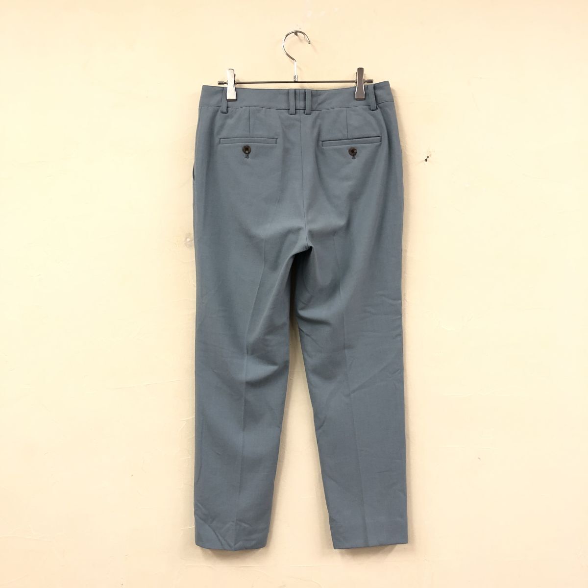 2K1628-J◆日本製 Aquascutum アクアスキュータム テーパードパンツ◆ブルー サイズ10 レディース ボトムス ロング 無地 シンプル_画像4