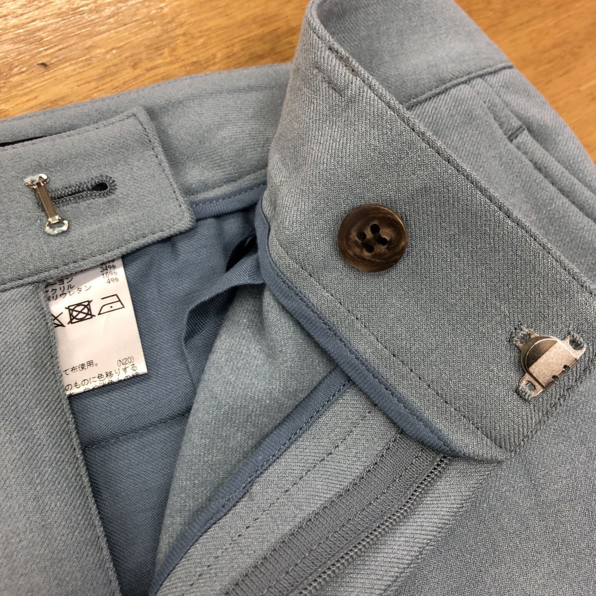 2K1628-J◆日本製 Aquascutum アクアスキュータム テーパードパンツ◆ブルー サイズ10 レディース ボトムス ロング 無地 シンプル_画像5