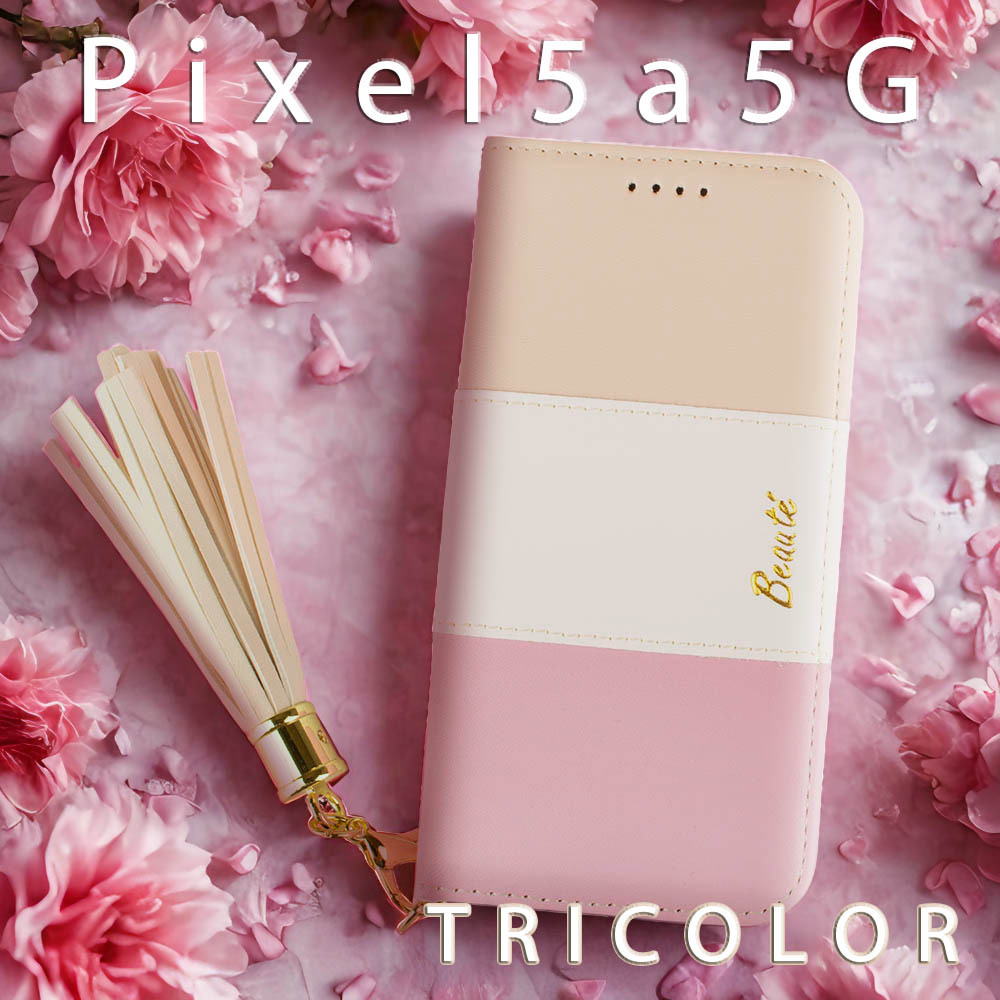 【 処分 】Google Pixel 5a 5G ケース 手帳型 かわいい カバー ピンク 白 ベージュ おしゃれ レザー 革 ミラー ストラップ 送料無料 安い_画像1