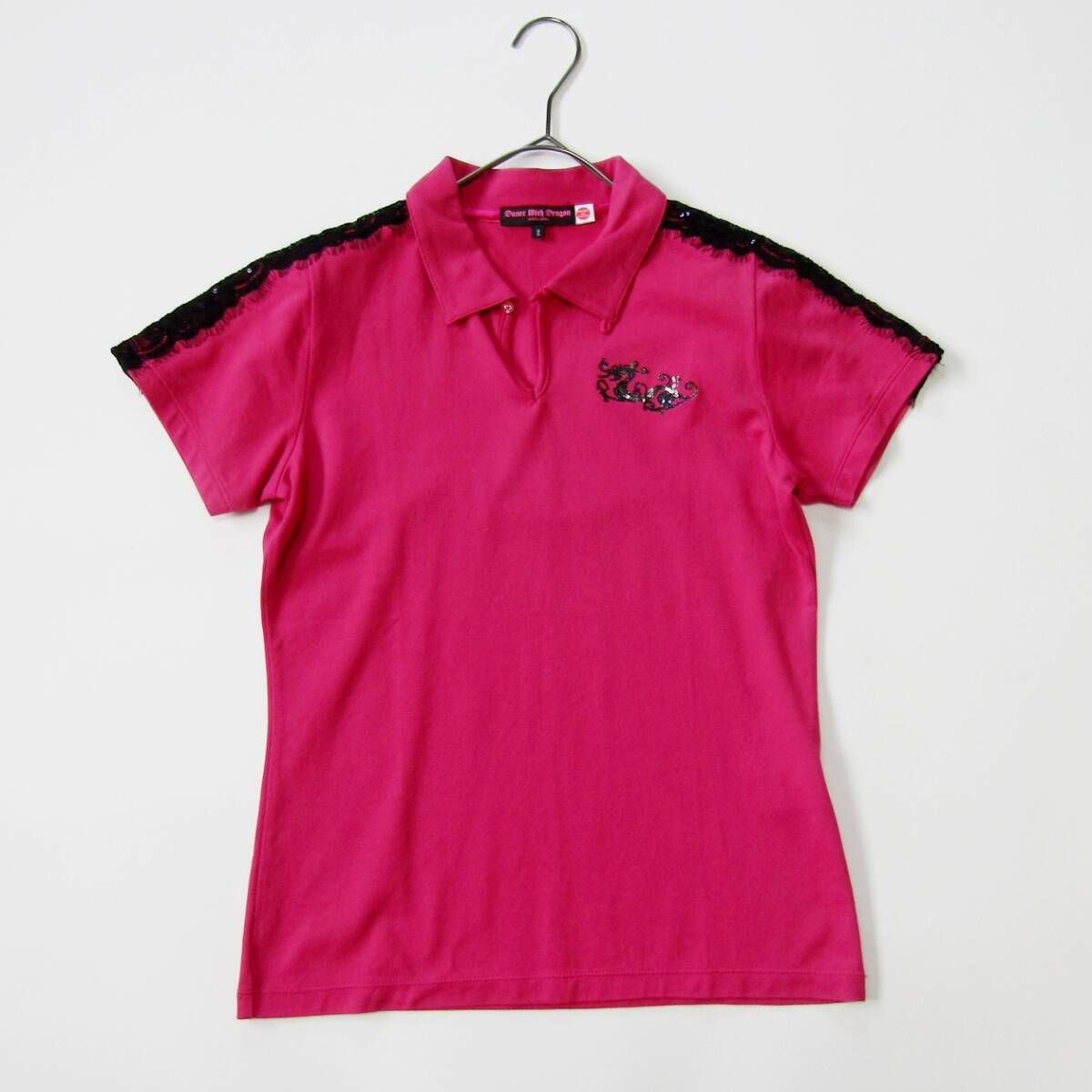 DANCE WITH DRAGON　ダンスウィズドラゴン　レディースゴルフレースポロシャツ　サイズ2_画像1