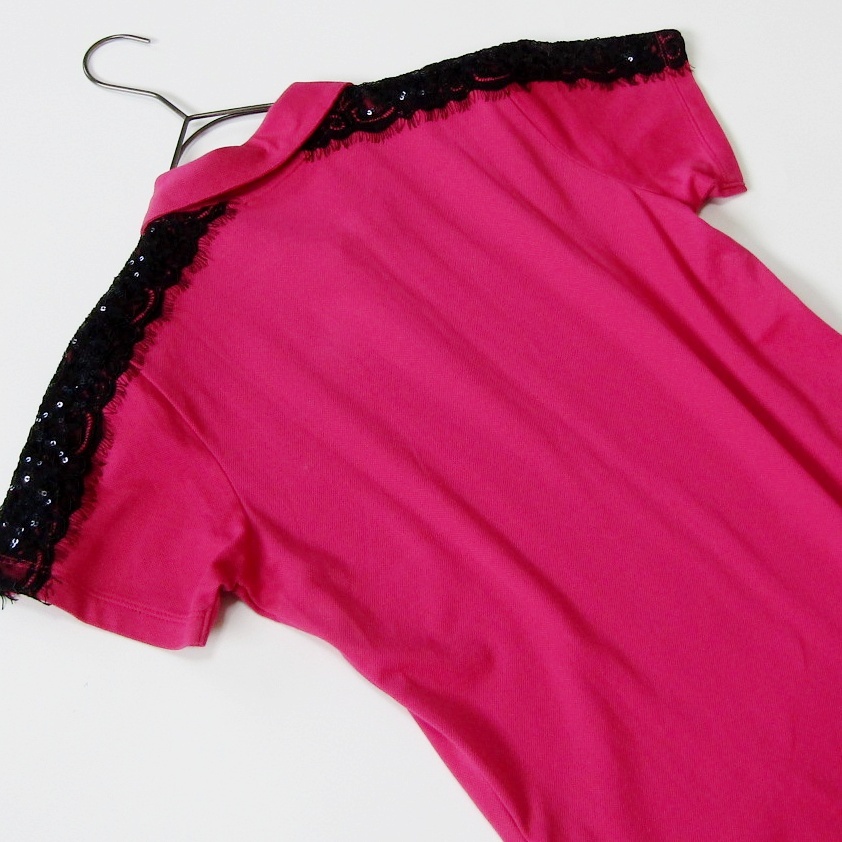 DANCE WITH DRAGON　ダンスウィズドラゴン　レディースゴルフレースポロシャツ　サイズ2_画像4