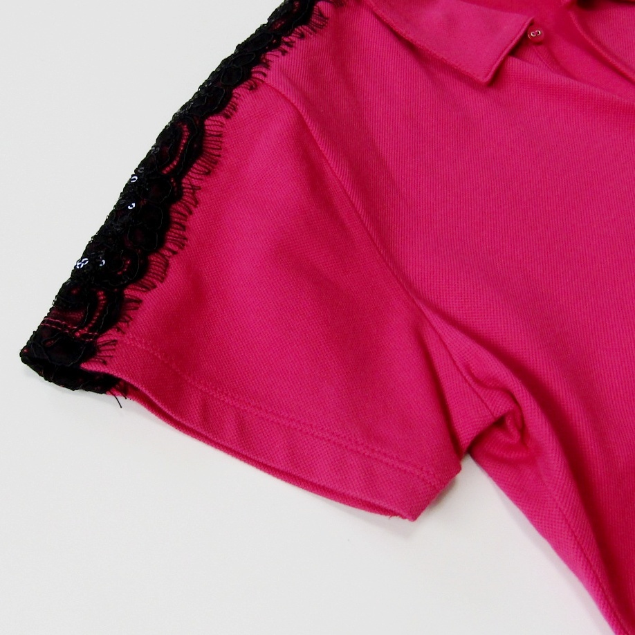 DANCE WITH DRAGON　ダンスウィズドラゴン　レディースゴルフレースポロシャツ　サイズ2_画像5