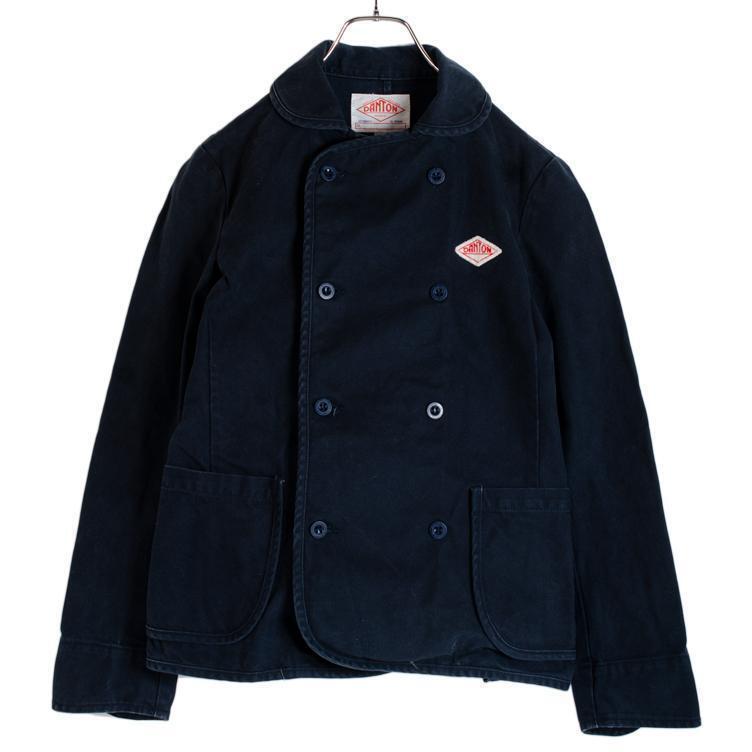 DANTON ダブルボタンワークジャケット Women's DANTON ダントン 丸襟ダブルジャケット 34 ネイビー ワークジャケット_画像1