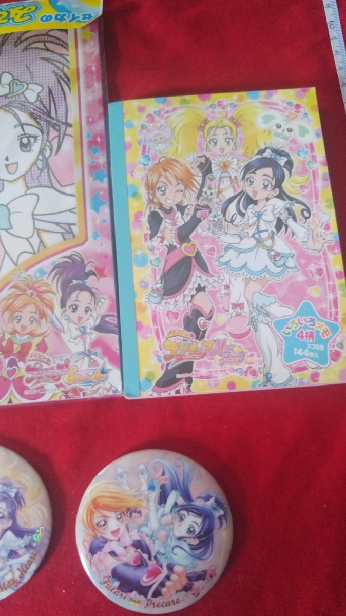 当時物 レア ふたりはプリキュアMAXHeart グッズ 8個セット メモ帳 ぬりえではがきんちょ みずえ 塗り絵 缶バッジ 缶ケース 大量 まとめて_画像4