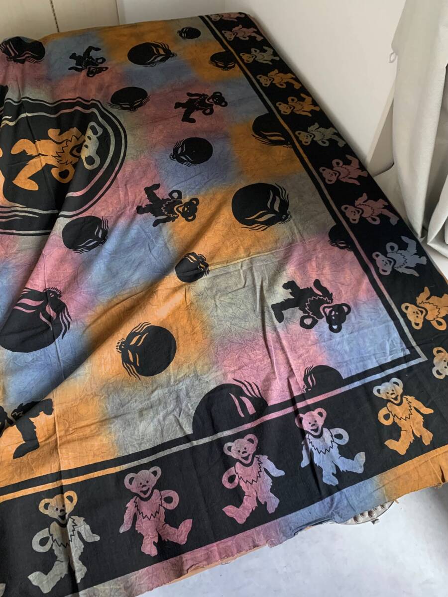 【新品未使用】 新品ビンテージ / Grateful Dead グレイトフル?デッド / Dead Bear / 大型カバー / 染め物 / ベッドカバー 