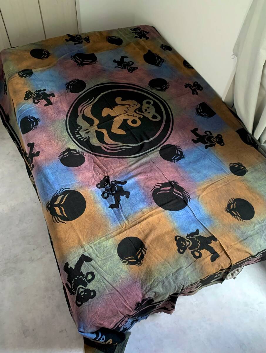 【新品未使用】 新品ビンテージ / Grateful Dead グレイトフル?デッド / Dead Bear / 大型カバー / 染め物 / ベッドカバー 