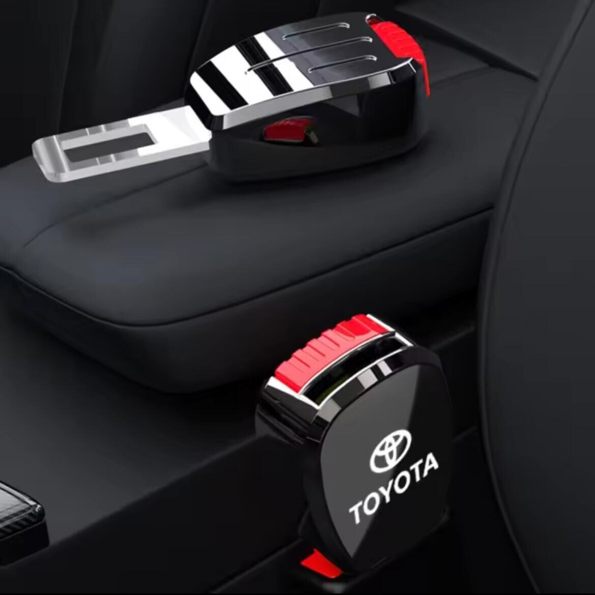 TOYOTA トヨタ シートベルト エクステンダー バックル ワンプッシュ ボタン ブラック 黒 GR SPORT TRD ds_画像4
