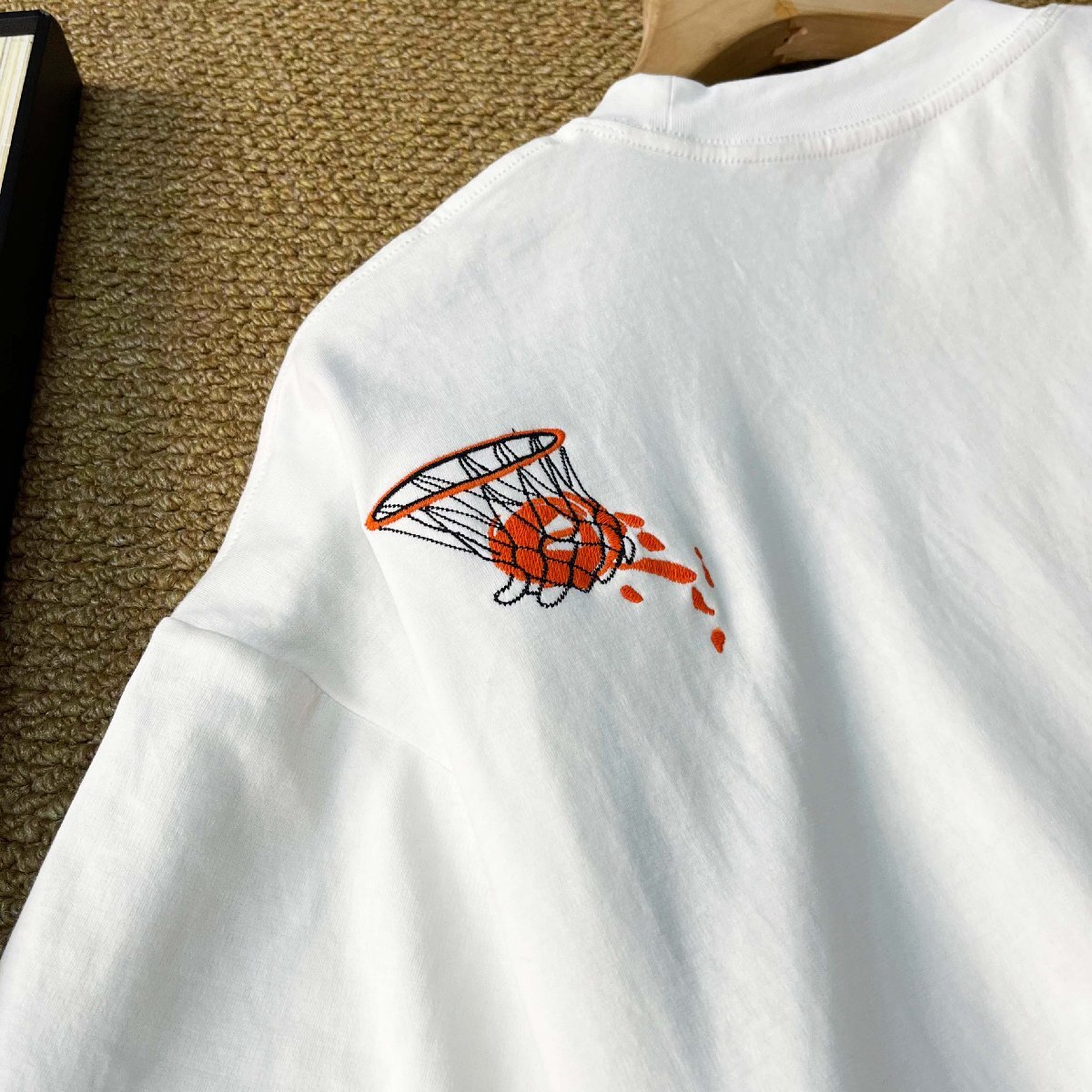 半袖 Tシャツ カナダ制造 コットン100％ 柔らかい 快適 ゆったり 丸首 バスケットボール トップス スウェット 街著 カジュアル 夏服 SIZE:L