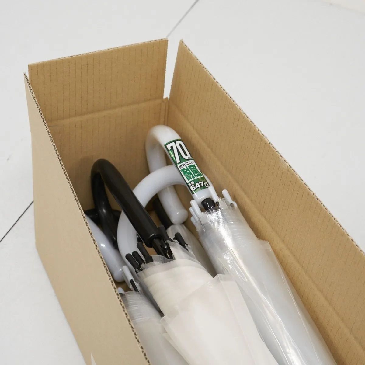 ビニール傘 70cm 10本セット USED美品 超大判サイズ まとめ売り まとめ買い 透明 ホワイト ジャンプ式 中古 エコ SDGs POE7010_画像1