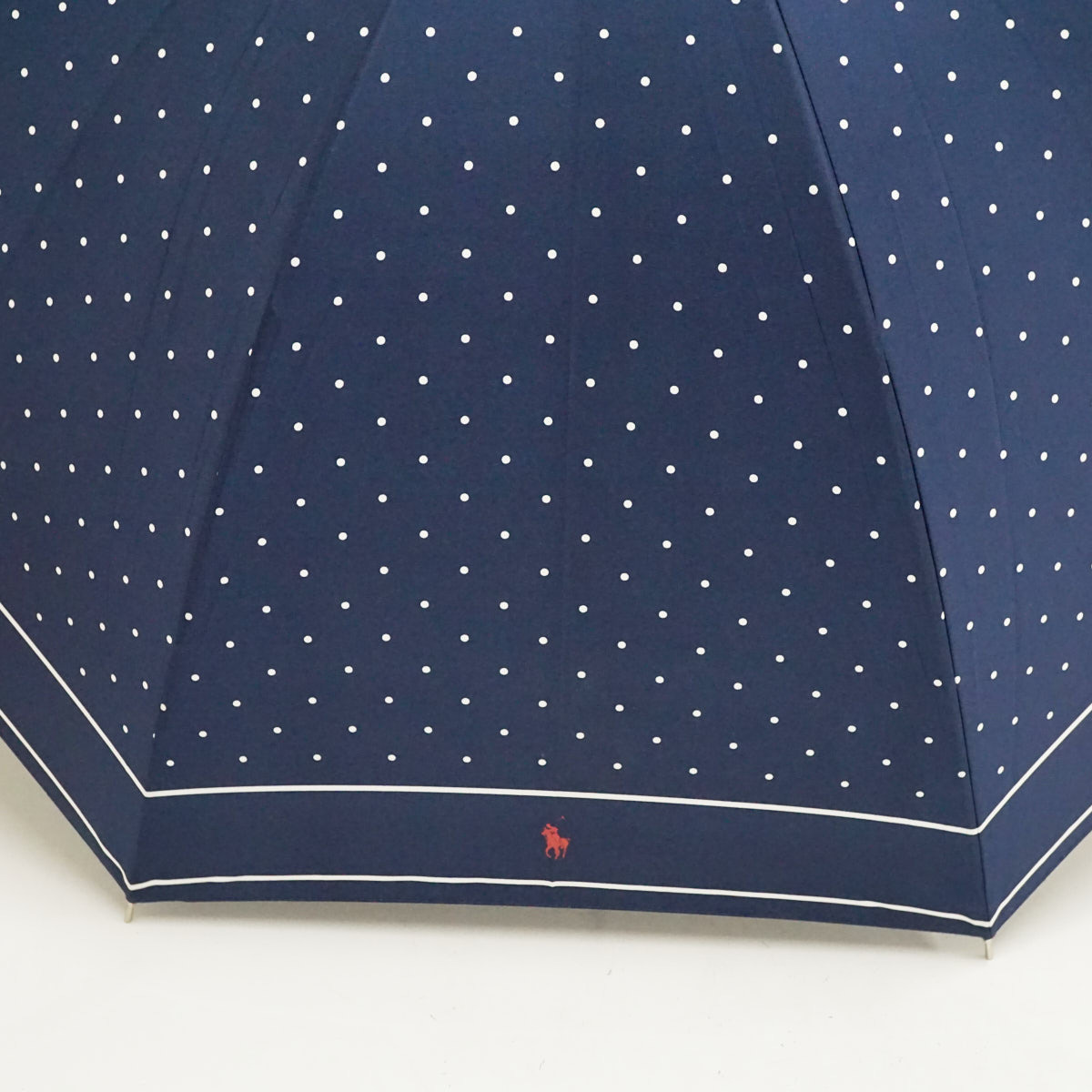 傘 Polo Ralph Lauren ポロラルフローレン USED美品 ドット ポロマーク ネイビー ロゴ ブランド 高級 ジャンプ 60cm A3247_画像4