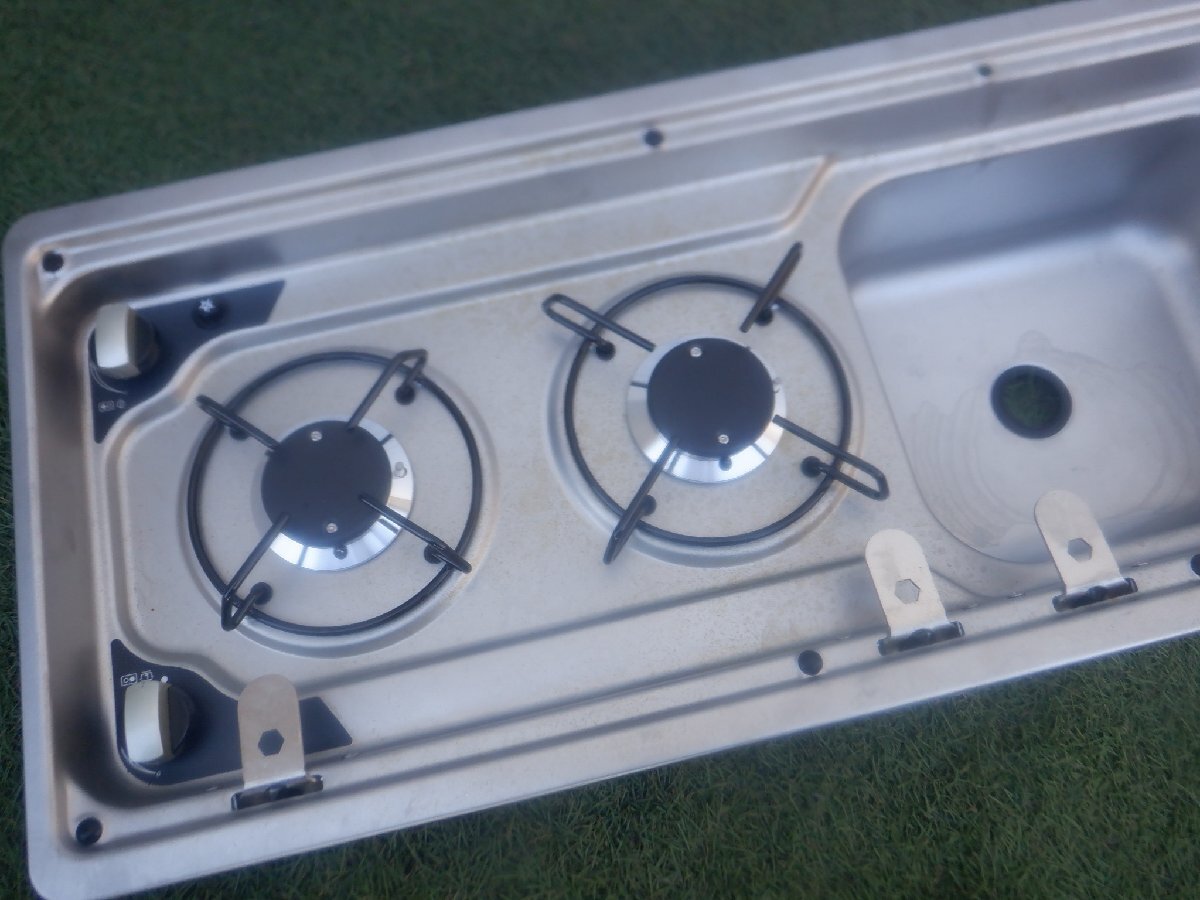 売り切り Dometic MO9222L 760 x 330mm コンロ ２個付き シンク セット キャンピングカー など m-25-9-398_画像3