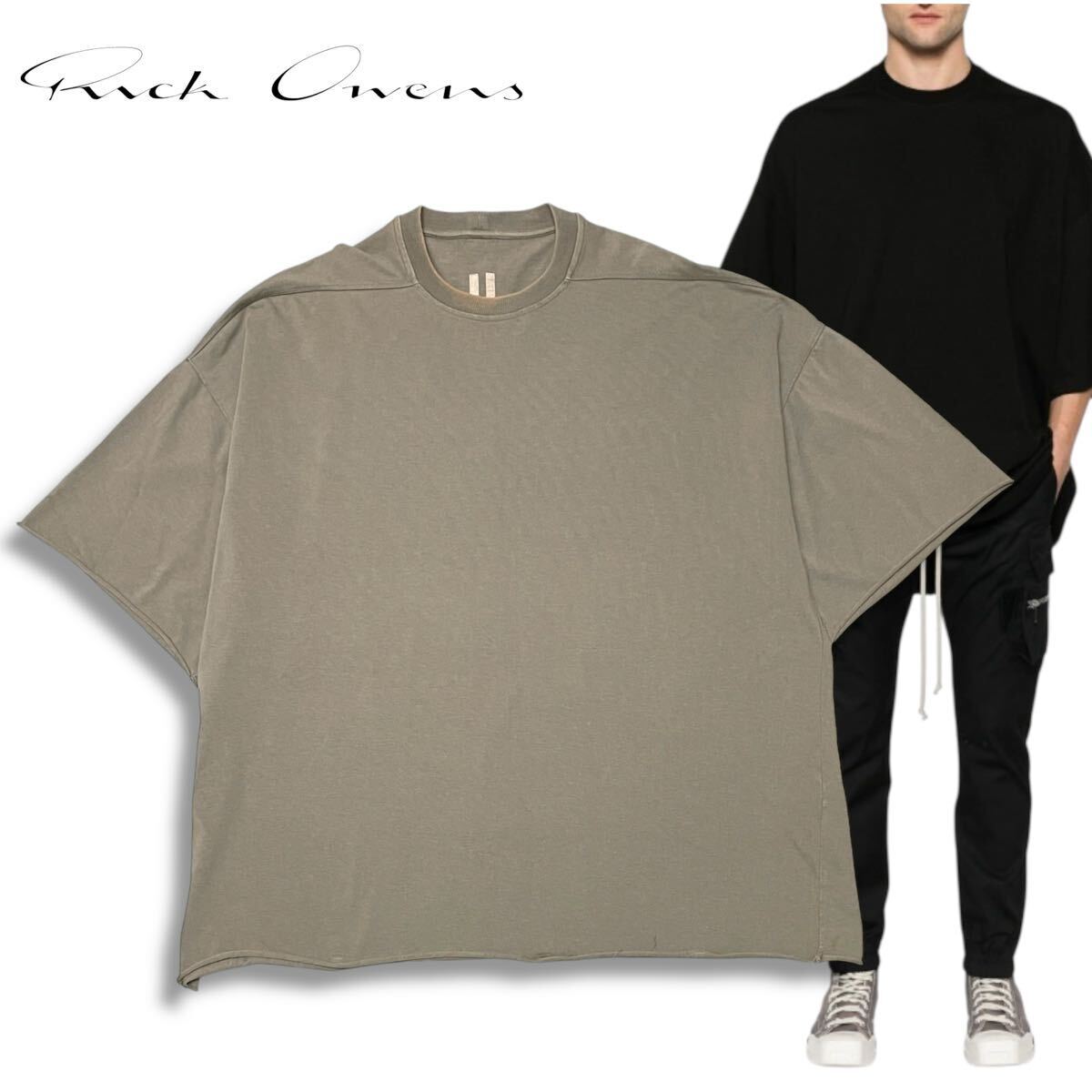 37 國內(nèi)正規(guī)品 Rick Owens リックオウエンス Tommy Heavy Oversized Tee RU01B1283-BA オーバーサイズ Tシャツ 切りっぱなし 34 メンズ