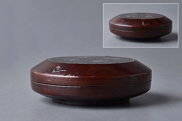 t-k241【和み】茶道具　時代　青貝香合　検 茶道具煎茶道具中國古玩臺灣煎茶民藝美術(shù)品李朝高麗新羅清朝書道具 