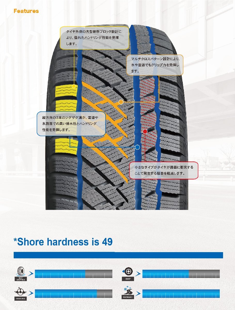 2本セット 2025年製 新品 スタッドレスタイヤ MAZZINI マジニー SNOW LEOPARD 2 205/55R17 95H XL 冬 柔らかいゴム採用 即決 送料込\15,400_画像6