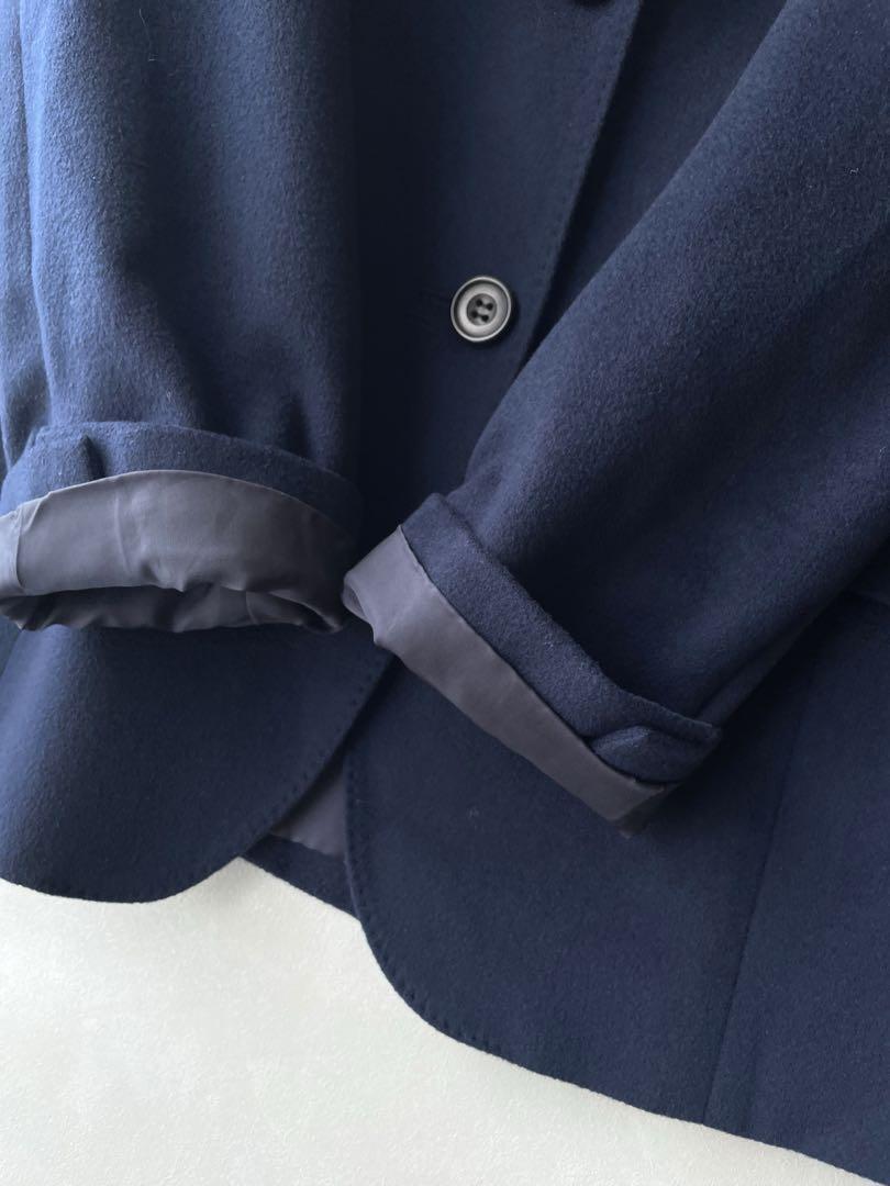 美品 FUKAKI 深喜毛織　サイズ11号　サイズL カシミヤ90%　テーラードジャケット レディース ネイビー_画像5