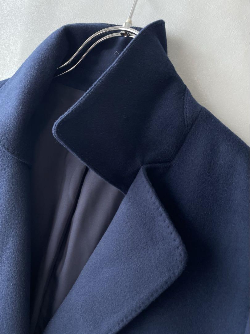 美品 FUKAKI 深喜毛織　サイズ11号　サイズL カシミヤ90%　テーラードジャケット レディース ネイビー_画像3