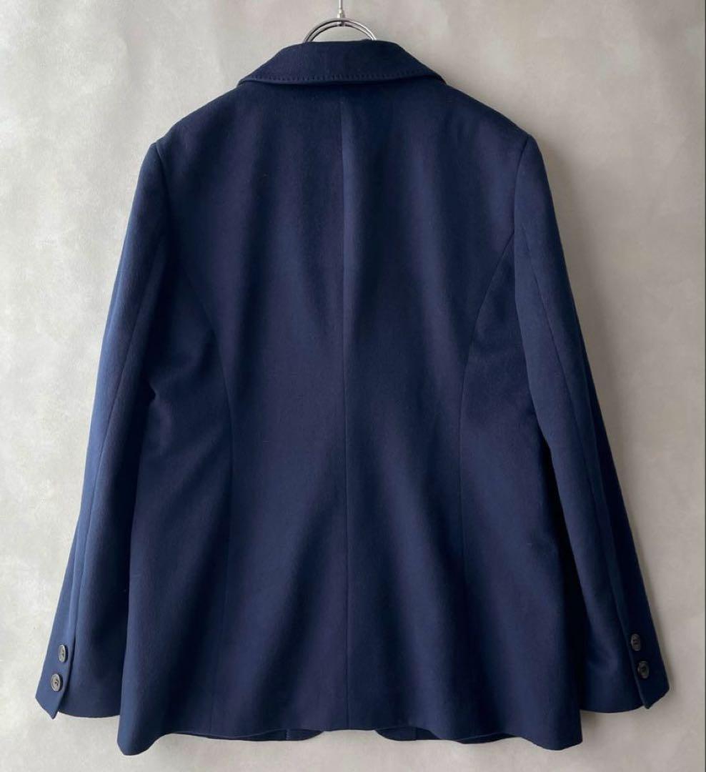 美品 FUKAKI 深喜毛織　サイズ11号　サイズL カシミヤ90%　テーラードジャケット レディース ネイビー_画像8