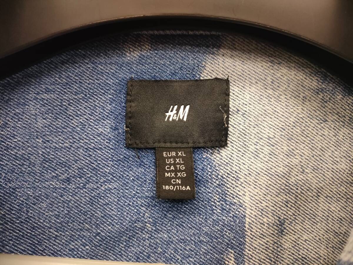 ★H&M エイチアンドエム デニムジャケット オーバーサイズ タイダイ染め サイズXL_画像3
