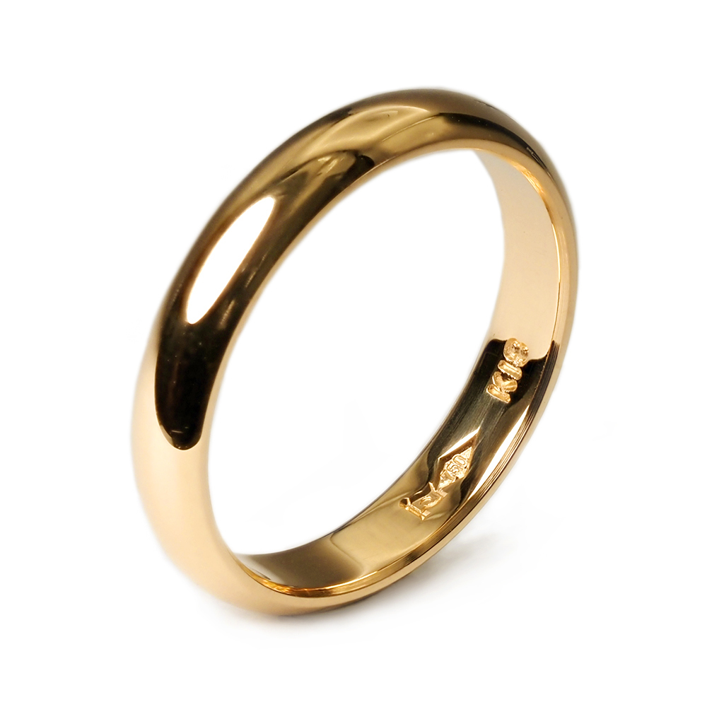 指輪 18金 イエローゴールド 甲丸リング 幅3.5mm 財務省造幣局検定マーク（ホールマーク）入り｜K18YG k18 18k 貴金属 ジュエリー_画像1