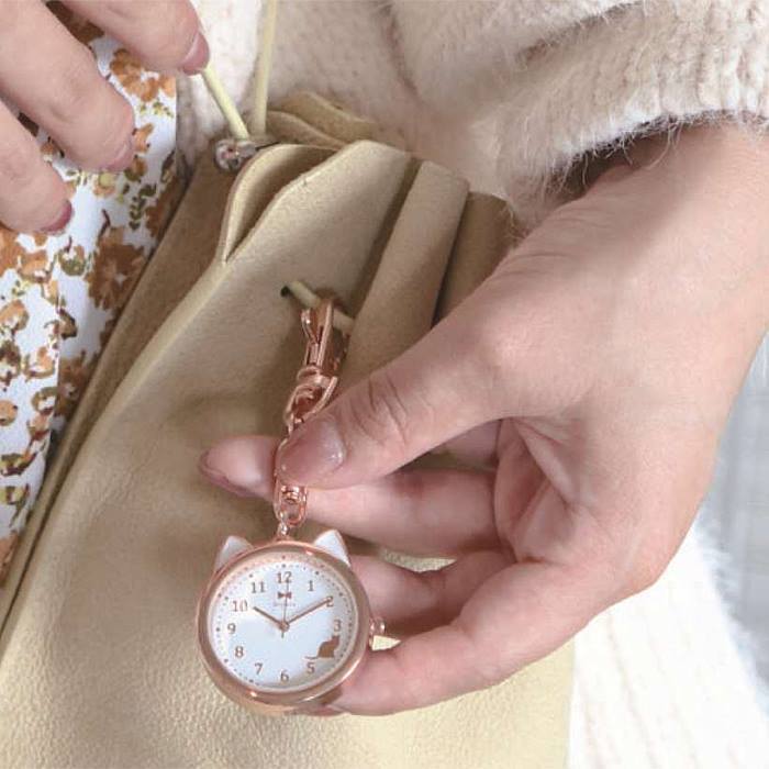 携帯 時計 バックチャーム ネコ ケース ウォッチ MKK2305-2 どうぶつ ネコの形の時計 かわいい 懐中時計 レディース キッズ_画像4