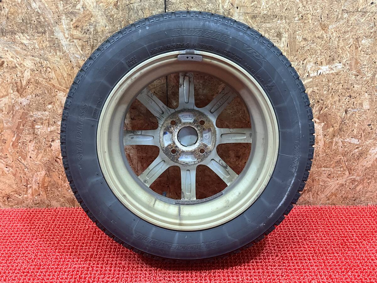 ダイハツ 純正ホイール 14×4.5J ＋45 PCD100 BRIDGESTONE BLIZZAK VRX 155/65/R14 軽自動(dòng)車等に 売切!!