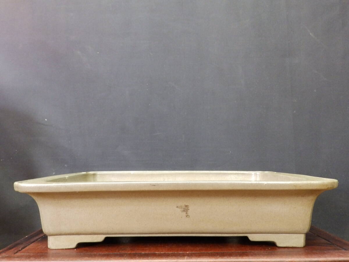 ★盆栽日和★　和鉢 【中野行山】 外縁隅入段足長方鉢　41.4㎝ (n・y)_画像2