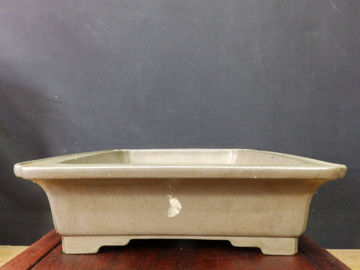 ★盆栽日和★　和鉢 【中野行山】 外縁隅入段足長方鉢　41.4㎝ (n・y)_画像4