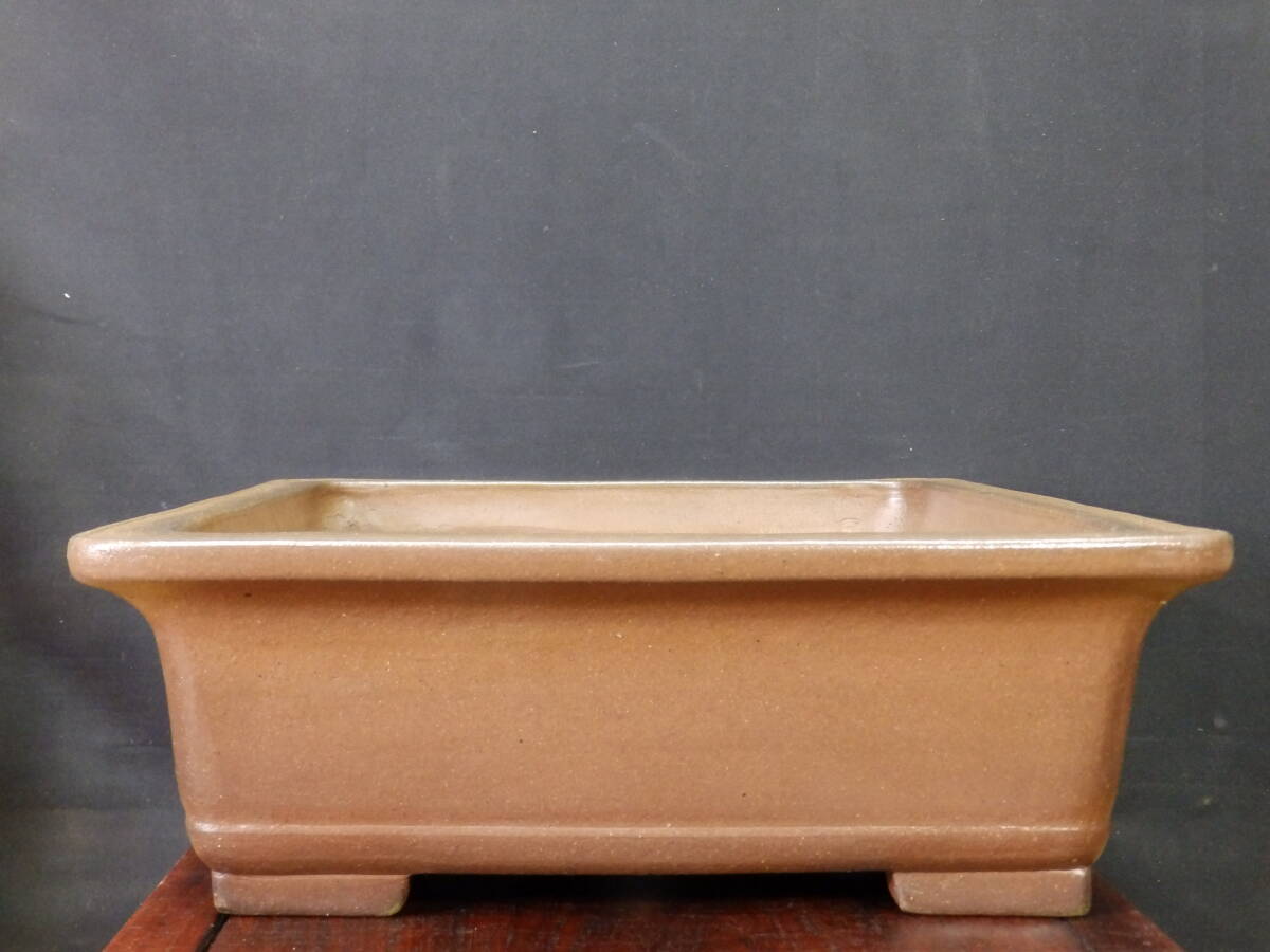 ★盆栽日和★ 和鉢 【斉田三峰】 外縁下帯長方鉢・手造り 40.3㎝ _画像3