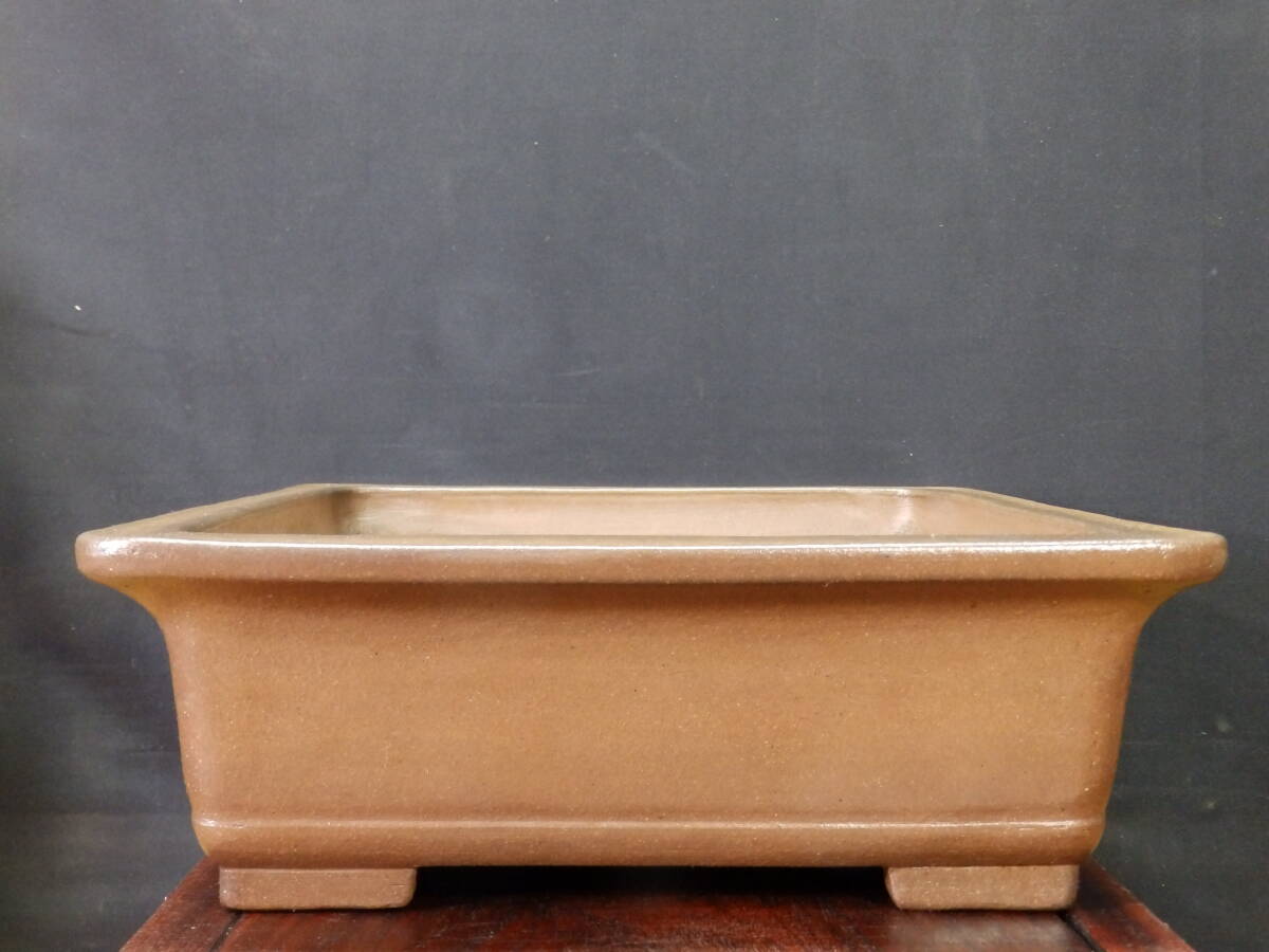 ★盆栽日和★ 和鉢 【斉田三峰】 外縁下帯長方鉢・手造り 40.3㎝ _画像4