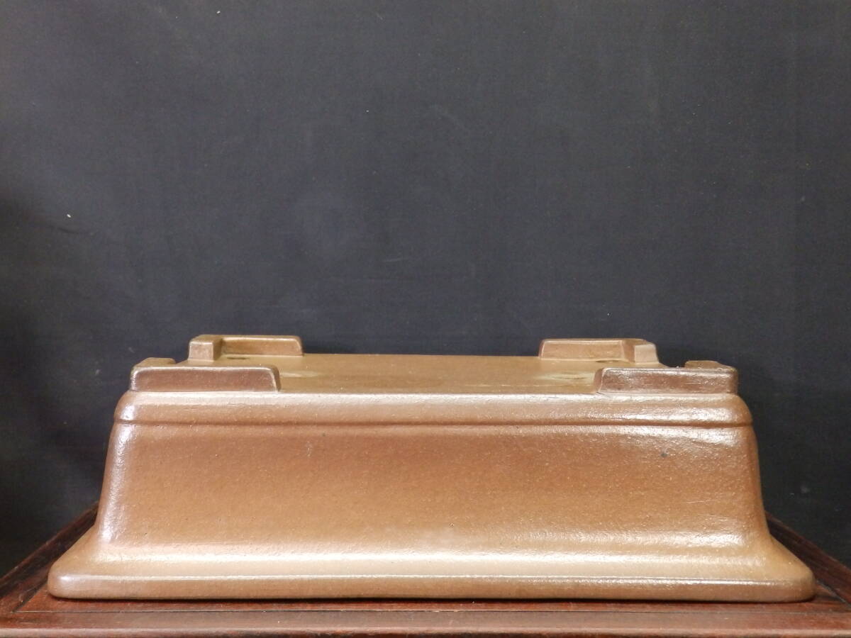 ★盆栽日和★ 和鉢 【斉田三峰】 外縁下帯長方鉢・手造り 40.3㎝ _画像5