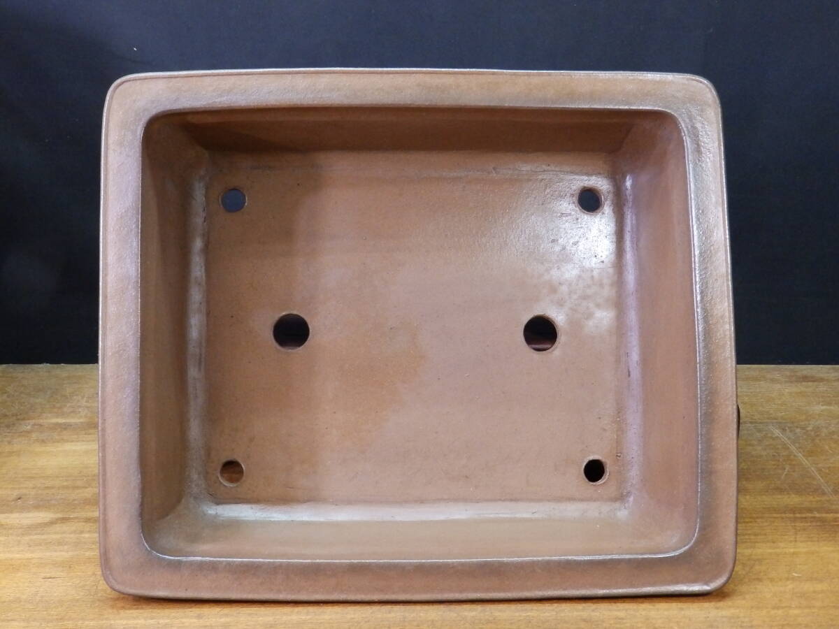 ★盆栽日和★ 和鉢 【斉田三峰】 外縁下帯長方鉢・手造り 40.3㎝ _画像6