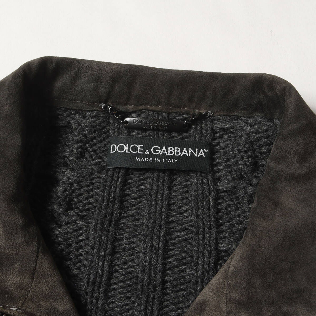 DOLCE&GABBANA ドルチェ&ガッバーナ ブルゾン グレー サイズ:50 | ケーブルウールニット 切替 スウェード レザー ブルゾン