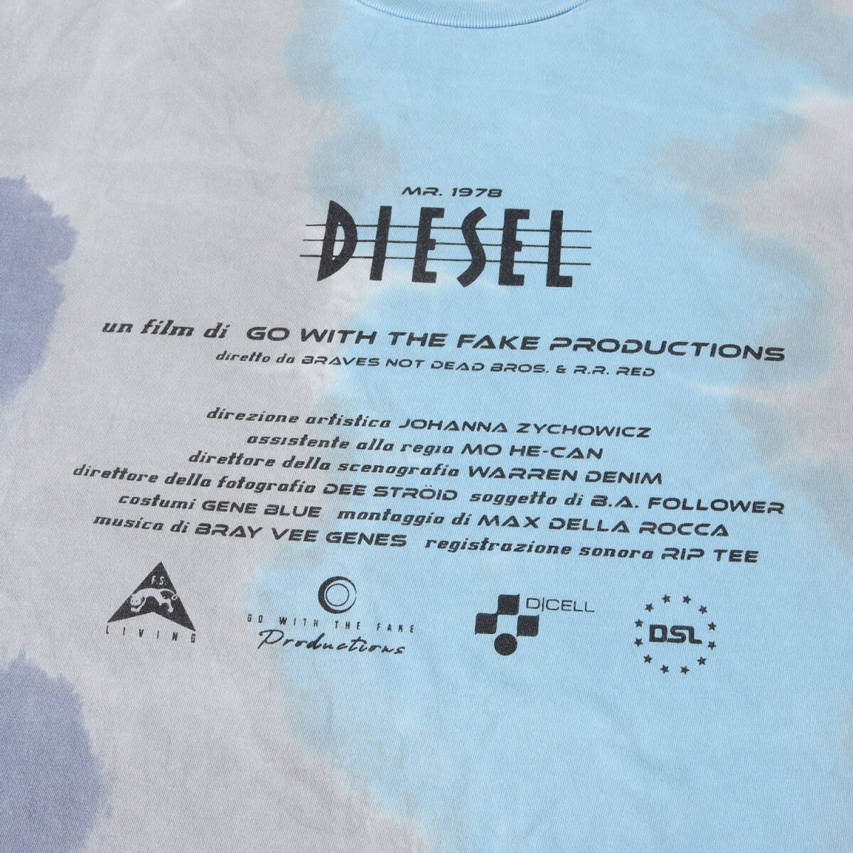 DIESEL ディーゼル Tシャツ ブルー グレー サイズ:L | タイダイ染め グラフィック クルーネック Tシャツ | トップス カットソー 半袖