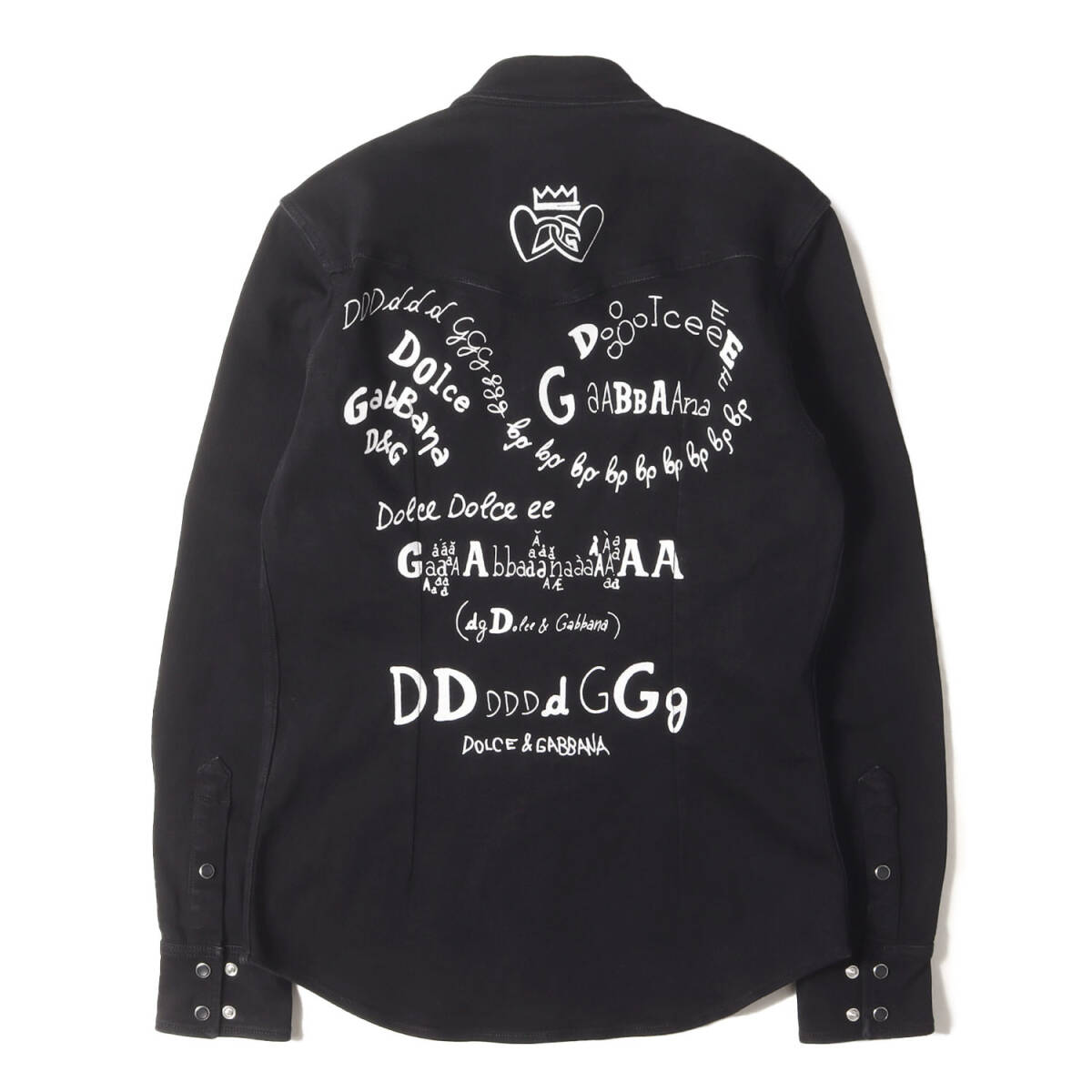 DOLCE&GABBANA ドルチェ&ガッバーナ シャツ | バック ロゴ プリント ストレッチ デニム ウエスタン シャツ (G5EX7D G8CY9) | ブラック