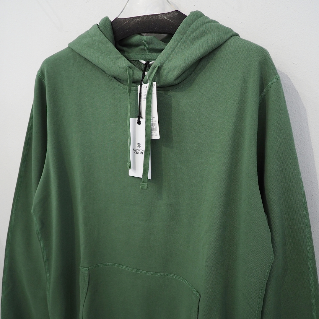 新品 S 定価24200円 レイニングチャンプ 上質 ライト ウエイト スウェット フーディー 緑 くすみ グリーン メンズ REIGNING CHAMP パーカー_画像1