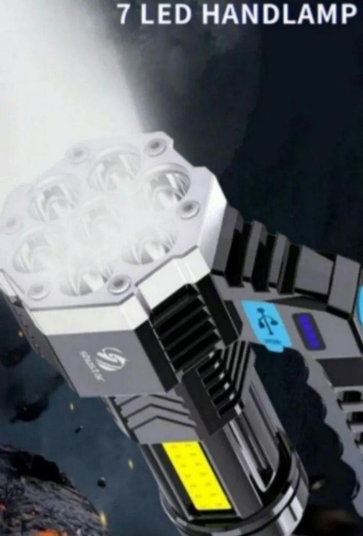 NEW】懐中電灯 7LEDハンディライト 超高輝度 COB搭載！IPX4防水、防塵 、釣り、アウトドア ブラック！新品 送料無料_画像2