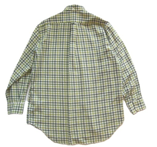 高級ブルガリア製!!ヘンリーコットンズ Henry Cotton's*ロゴ刺繍 チェック柄コットンボタンダウンシャツ 41 実寸XL グリーン系_画像10