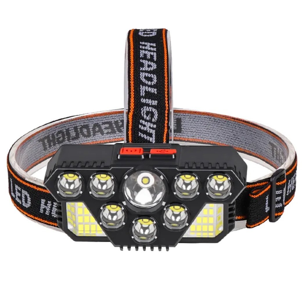 K LED ヘッドライト ヘッドランプ 充電式 充電器付き 500ルーメン Micro USB Type-B 10燈 釣り キャンプ 登山 トレラン ブラック