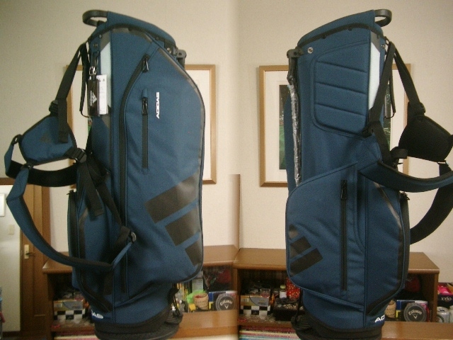 未使用 アディダス adidas 取っ手付 スポーティ・モデル メッシュ柄 合繊素材 紺黒白 スタンドバッグの画像1