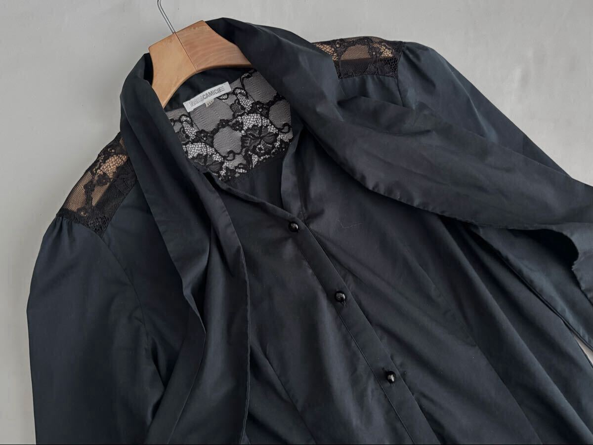 ◆ナラ カミーチェ NARA CAMICIE 黒 レース りぼん ブラウスの画像4